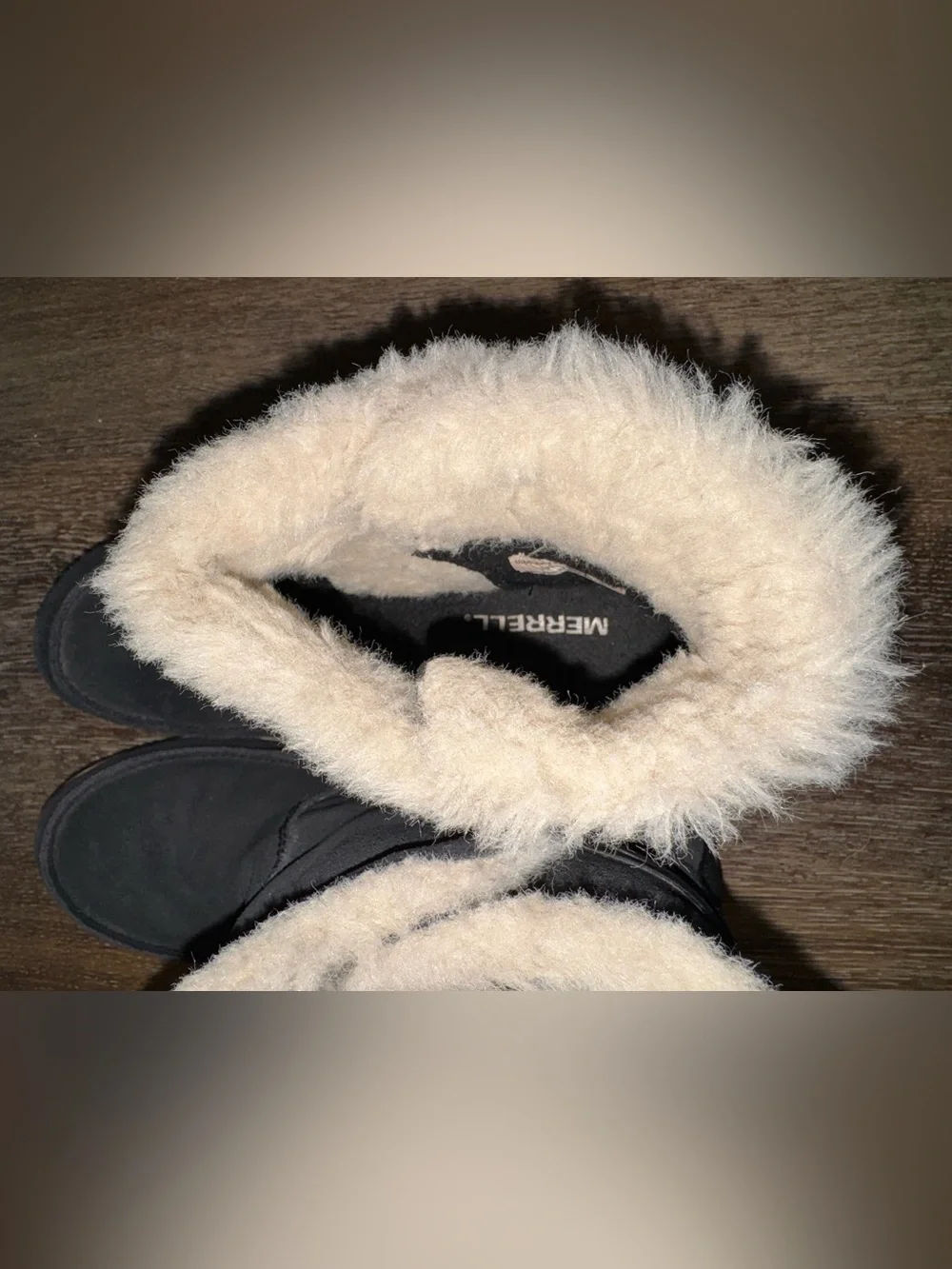 Merrells Women’s Black Suede Winter Ankle Boots with Faux Fur Lining